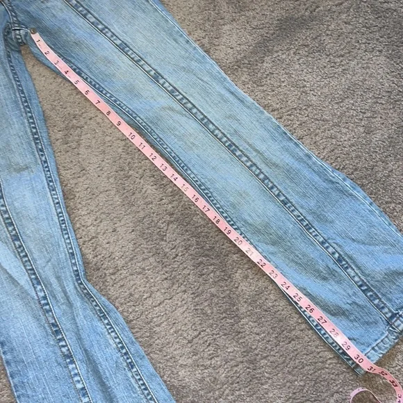 INDUSTRIAL COTTON BLUE JEANS JUNIOR SIZE 7 VINTAGE RARE EMBROIDERED BELT LOOPS - Picture 11 of 17